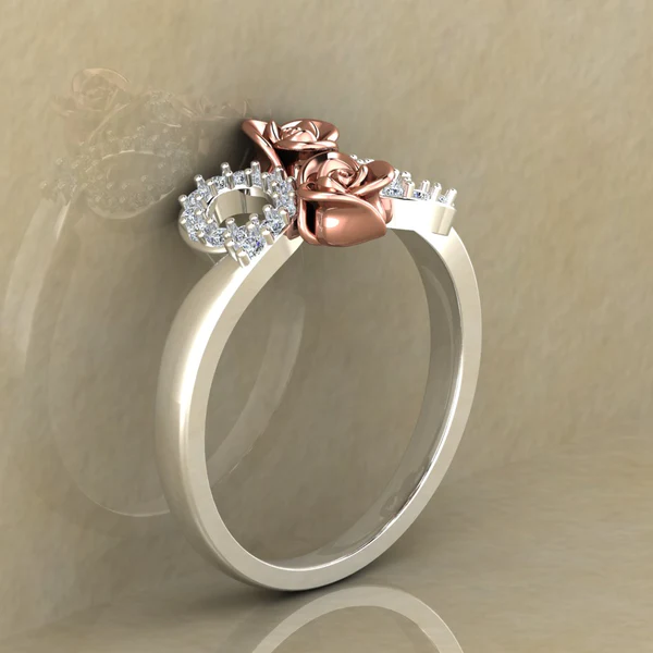 Round Moissanite Diamond Rose Shape Engagement Ring, Moissanite Diamond Engagement Ring, Sterling Silver Wedding Ring For Bridal, Solid Gold Anniversary Ring Gift For Her