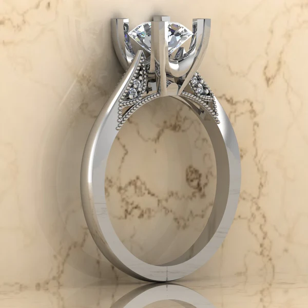 Round Moissanite Solitaire Diamond Vintage Engagement Ring, Moissanite Wedding Ring, Silver Moissanite Diamond Women Ring, Proposal Gold Ring For Her