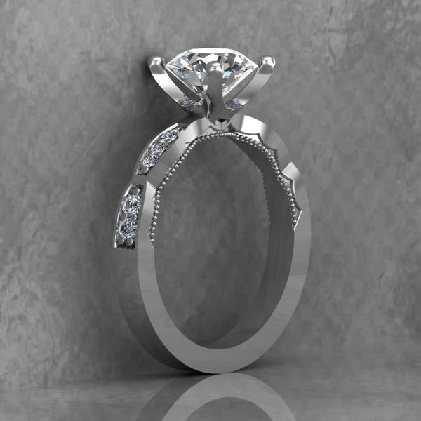 Round Cut Moissanite Solitaire Diamond Vintage Engagement Ring, Moissanite Wedding Ring, Silver Moissanite Diamond Women Ring, Proposal Gold Ring For Her