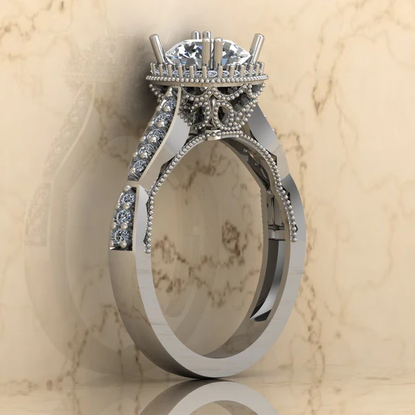 Round Moissanite Halo Diamond Vintage Engagement Ring, Moissanite Wedding Ring, Silver Moissanite Diamond Women Ring, Proposal Gold Ring For Her