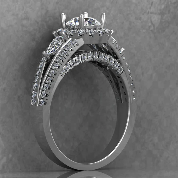 Round & Pear Moissanite Halo Diamond Vintage Engagement Ring, Moissanite Wedding Ring, Silver Moissanite Diamond Women Ring, Proposal Gold Ring For Her