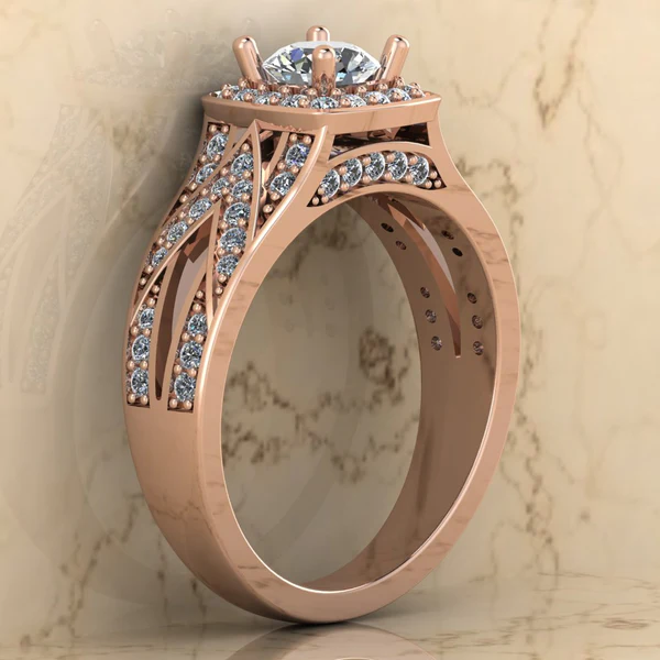 Round Cut Moissanite Halo Diamond Vintage Engagement Ring, Moissanite Wedding Ring, Silver Moissanite Diamond Women Ring, Proposal Gold Ring For Her