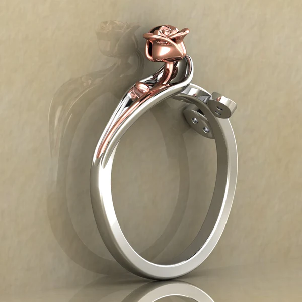 Round Moissanite Diamond Rose Shape Engagement Ring, Moissanite Diamond Engagement Ring, Sterling Silver Wedding Ring For Bridal, Solid Gold Anniversary Ring Gift For Her