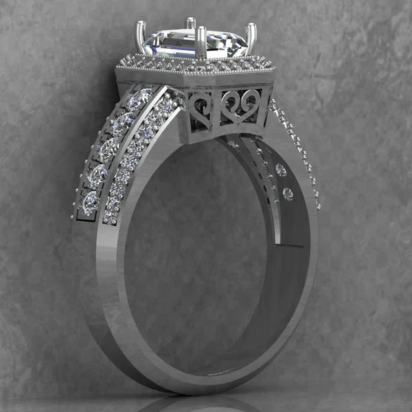 03_79dbcadc-fe85-4d81-a9dd-625a0d741c12_600x600 Emerald Cut Moissanite Halo Diamond Vintage Engagement Ring, Moissanite Wedding Ring, Silver Moissanite Diamond Women Ring, Proposal Gold Ring For Her