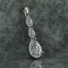Pear & Round Diamond Sterling Silver Solitaire Women Pendant, Moissanite Diamond Pendant, Moissanite Women Pendant, Anniversary Gift Pendant, Engagement Gift Women Pendant