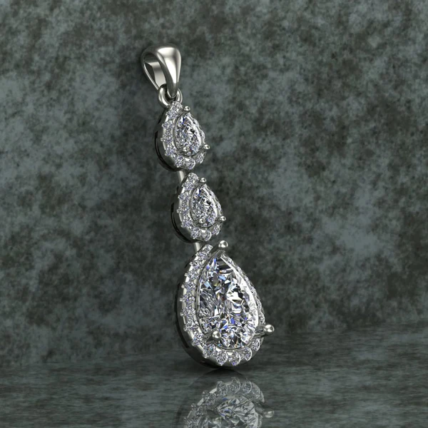 Pear & Round Diamond Sterling Silver Solitaire Women Pendant, Moissanite Diamond Pendant, Moissanite Women Pendant, Anniversary Gift Pendant, Engagement Gift Women Pendant