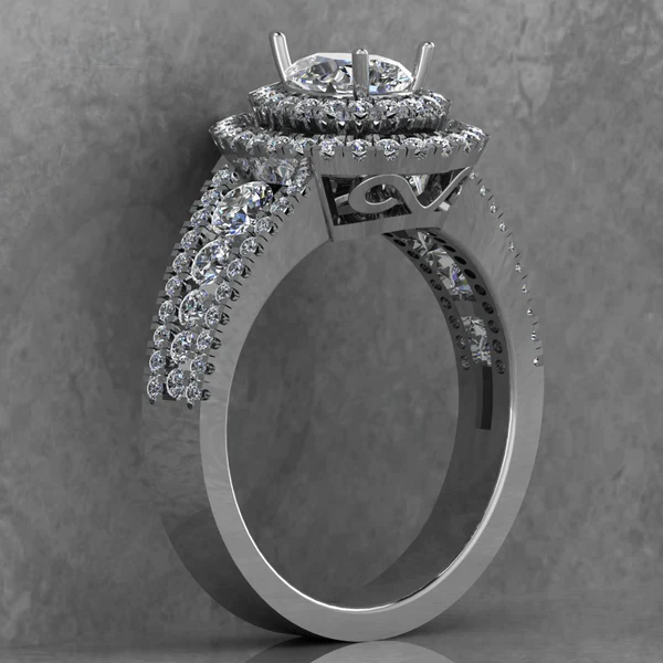 Pear Moissanite Double Halo Diamond Vintage Engagement Ring, Moissanite Wedding Ring, Silver Moissanite Diamond Women Ring, Proposal Gold Ring For Her