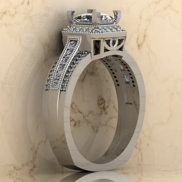 Princess Moissanite Halo Diamond Vintage Engagement Ring, Moissanite Wedding Ring, Silver Moissanite Diamond Women Ring, Proposal Gold Ring For Her