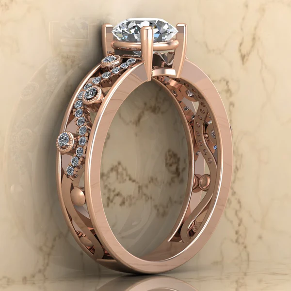 Round Cut Moissanite Solitaire Diamond Vintage Engagement Ring, Moissanite Wedding Ring, Silver Moissanite Diamond Women Ring, Proposal Gold Ring For Her