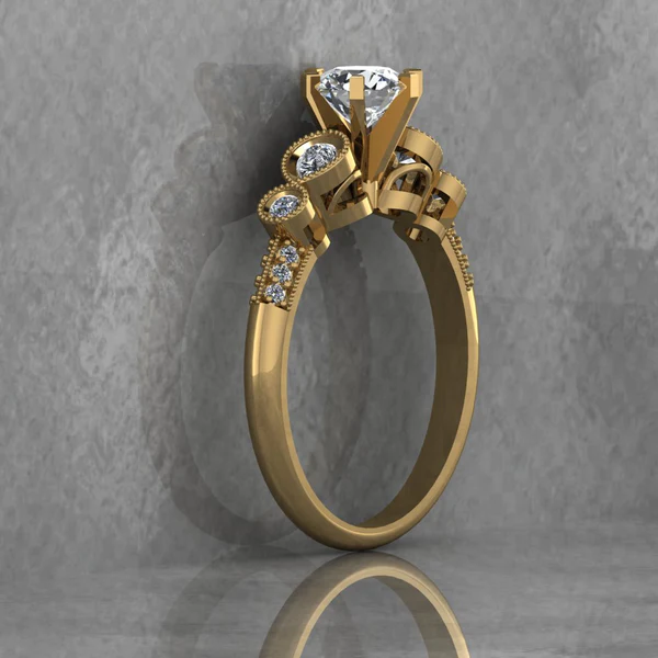 Round Moissanite Solitaire Diamond Vintage Engagement Ring, Moissanite Wedding Ring, Silver Moissanite Diamond Women Ring, Proposal Gold Ring For Her