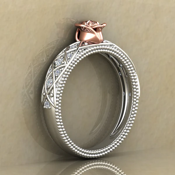 Round Moissanite Diamond Rose Shape Engagement Ring, Moissanite Diamond Engagement Ring, Sterling Silver Wedding Ring For Bridal, Solid Gold Anniversary Ring Gift For Her