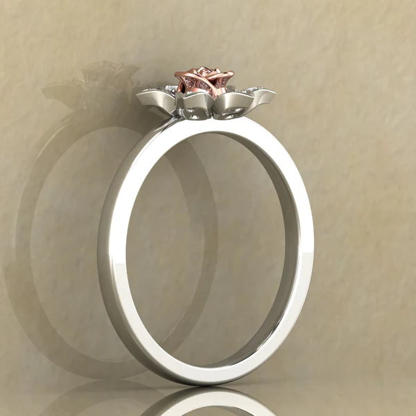 Round Moissanite Diamond Rose Shape Engagement Ring, Moissanite Diamond Engagement Ring, Sterling Silver Wedding Ring For Bridal, Solid Gold Anniversary Ring Gift For Her