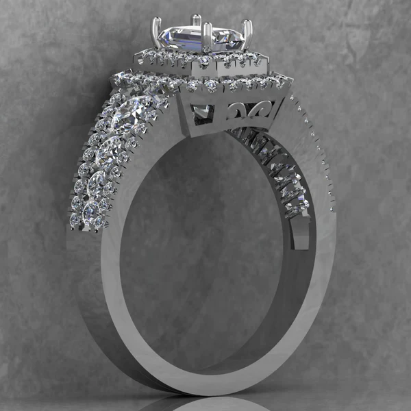 03_914bc4a8-01d1-4416-b51e-43c5272e6d32_600x600 Emerald Cut Moissanite Double Halo Diamond Vintage Engagement Ring, Moissanite Wedding Ring, Silver Moissanite Diamond Women Ring, Proposal Gold Ring For Her