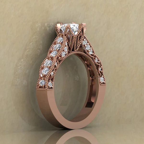 Round Cut Moissanite Solitaire Diamond Vintage Engagement Ring, Moissanite Wedding Ring, Silver Moissanite Diamond Women Ring, Proposal Gold Ring For Her