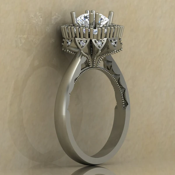 Round Cut Moissanite Halo Diamond Vintage Engagement Ring, Moissanite Wedding Ring, Silver Moissanite Diamond Women Ring, Proposal Gold Ring For Her