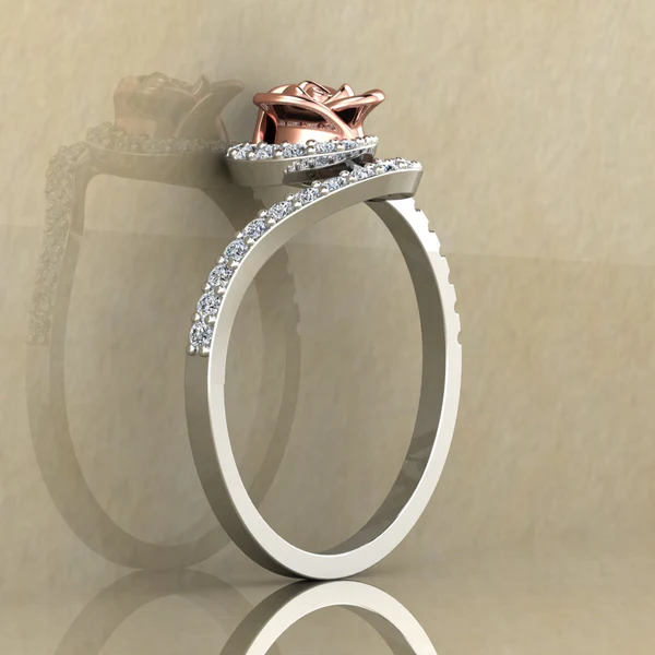 Round Moissanite Diamond Rose Shape Engagement Ring, Moissanite Diamond Engagement Ring, Sterling Silver Wedding Ring For Bridal, Solid Gold Anniversary Ring Gift For Her