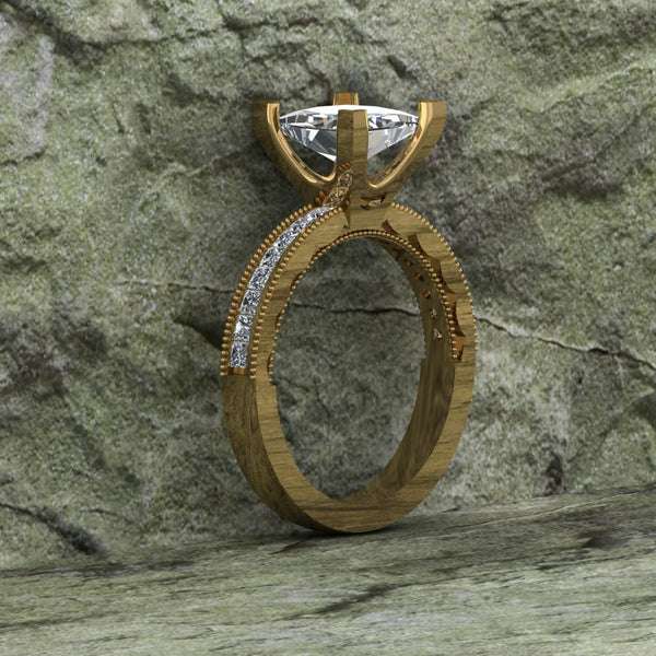 Princess Cut Moissanite Solitaire Diamond Vintage Engagement Ring, Moissanite Wedding Ring, Silver Moissanite Diamond Women Ring, Proposal Gold Ring For Her