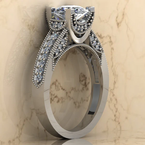 Round Moissanite Solitaire Diamond Vintage Engagement Ring, Moissanite Wedding Ring, Silver Moissanite Diamond Women Ring, Proposal Gold Ring For Her