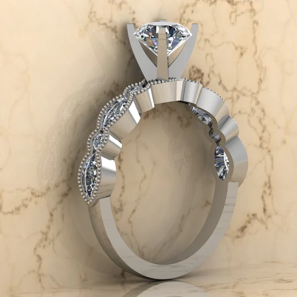 Round Moissanite Solitaire Diamond Vintage Engagement Ring, Moissanite Wedding Ring, Silver Moissanite Diamond Women Ring, Proposal Gold Ring For Her