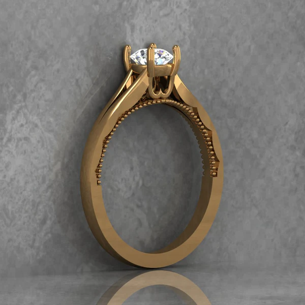 Round Moissanite Solitaire Diamond Vintage Engagement Ring, Moissanite Wedding Ring, Silver Moissanite Diamond Women Ring, Proposal Gold Ring For Her