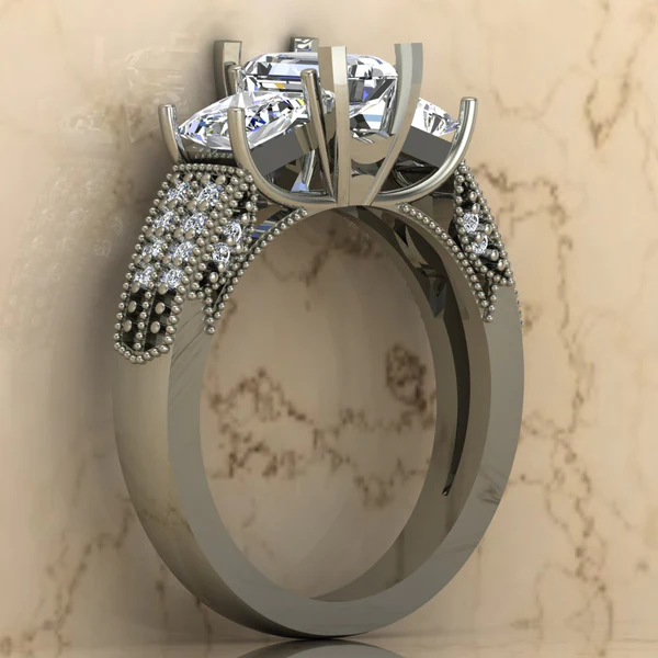 03_af6079c4-7c9d-4ed5-993a-d9efe8e69655_600x600 Emerald & Princess Moissanite 3 Stone Solitaire Diamond Vintage Engagement Ring, Moissanite Wedding Ring, Silver Moissanite Diamond Women Ring, Proposal Gold Ring For Her