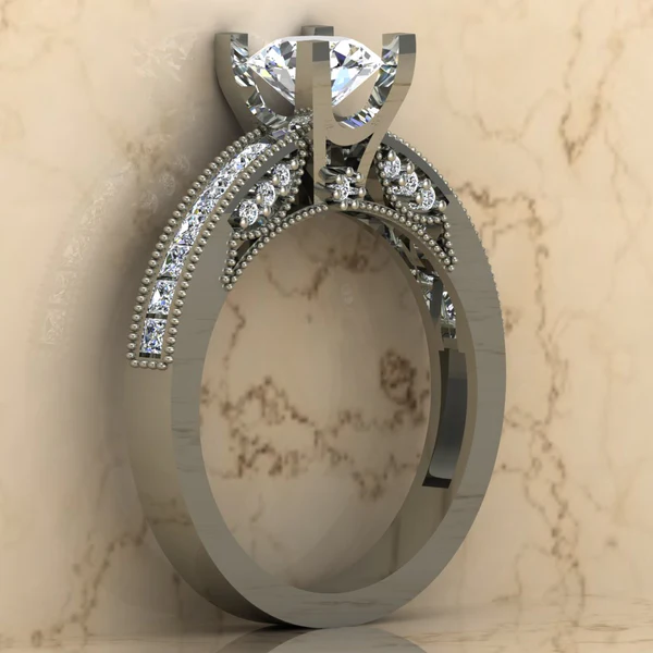 Round Moissanite Solitaire Diamond Vintage Engagement Ring, Moissanite Wedding Ring, Silver Moissanite Diamond Women Ring, Proposal Gold Ring For Her