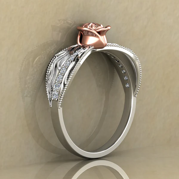 Round Moissanite Diamond Rose Shape Engagement Ring, Moissanite Diamond Engagement Ring, Sterling Silver Wedding Ring For Bridal, Solid Gold Anniversary Ring Gift For Her