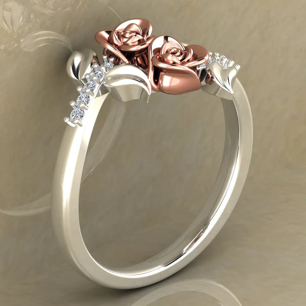 Round Moissanite Diamond Rose Shape Engagement Ring, Moissanite Diamond Engagement Ring, Sterling Silver Wedding Ring For Bridal, Solid Gold Anniversary Ring Gift For Her