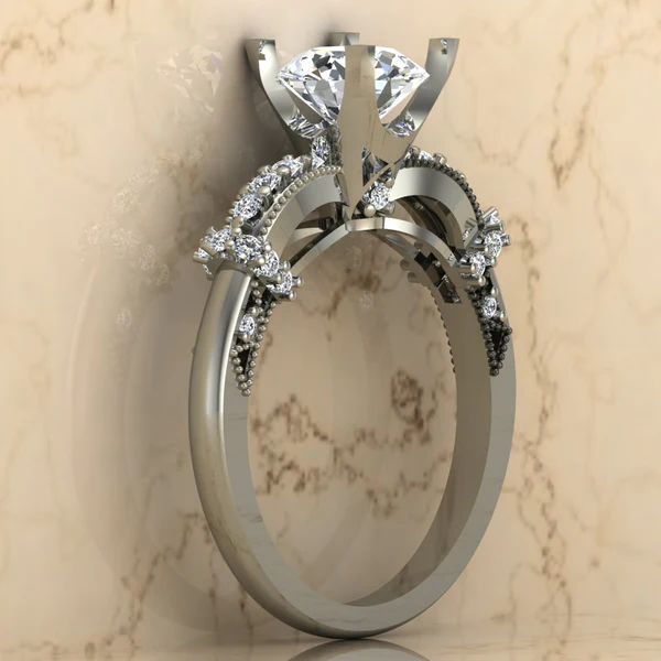 Round Moissanite Solitaire Diamond Vintage Engagement Ring, Moissanite Wedding Ring, Silver Moissanite Diamond Women Ring, Proposal Gold Ring For Her