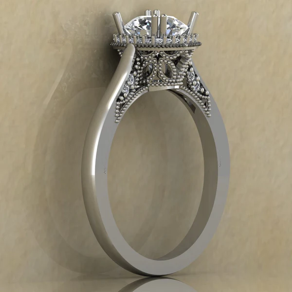 Round Cut Moissanite Halo Diamond Vintage Engagement Ring, Moissanite Wedding Ring, Silver Moissanite Diamond Women Ring, Proposal Gold Ring For Her