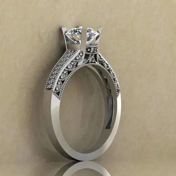 Round Cut Moissanite Solitaire Diamond Vintage Engagement Ring, Moissanite Wedding Ring, Silver Moissanite Diamond Women Ring, Proposal Gold Ring For Her