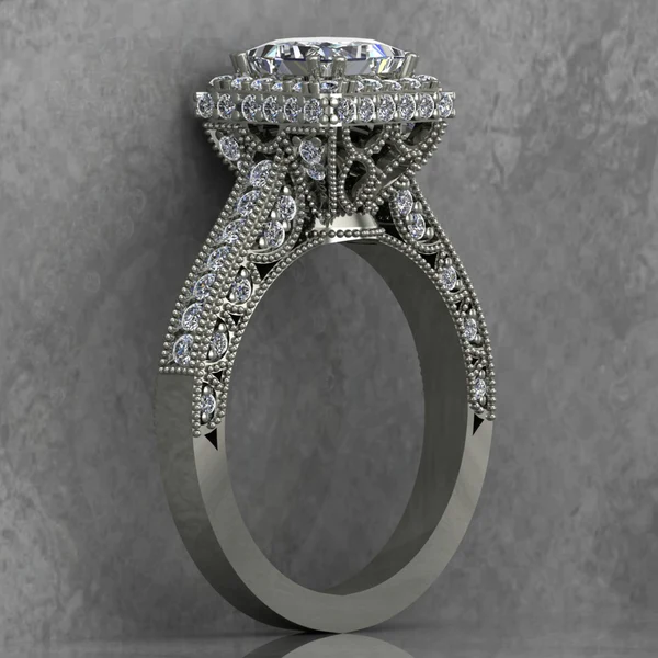 Princess Cut Moissanite Hidden Halo Diamond Vintage Engagement Ring, Moissanite Wedding Ring, Silver Moissanite Diamond Women Ring, Proposal Gold Ring For Her