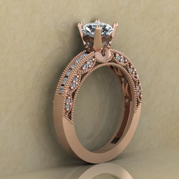 Round Cut Moissanite Solitaire Diamond Vintage Engagement Ring, Moissanite Wedding Ring, Silver Moissanite Diamond Women Ring, Proposal Gold Ring For Her