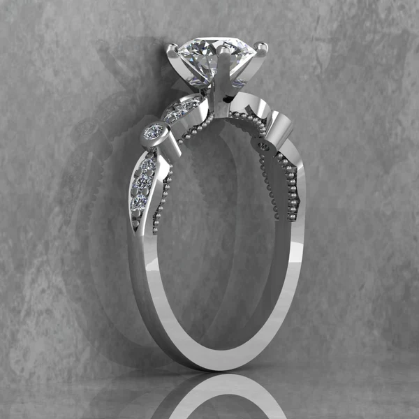 Round Cut Moissanite Solitaire Diamond Vintage Engagement Ring, Moissanite Wedding Ring, Silver Moissanite Diamond Women Ring, Proposal Gold Ring For Her