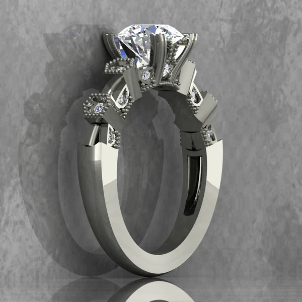 Round Cut Moissanite Solitaire Diamond Vintage Engagement Ring, Moissanite Wedding Ring, Silver Moissanite Diamond Women Ring, Proposal Gold Ring For Her