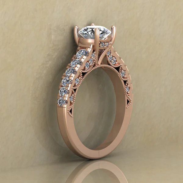 Round Cut Moissanite Solitaire Diamond Vintage Engagement Ring, Moissanite Wedding Ring, Silver Moissanite Diamond Women Ring, Proposal Gold Ring For Her