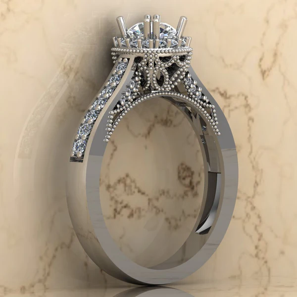 Round Moissanite Halo Diamond Vintage Engagement Ring, Moissanite Wedding Ring, Silver Moissanite Diamond Women Ring, Proposal Gold Ring For Her