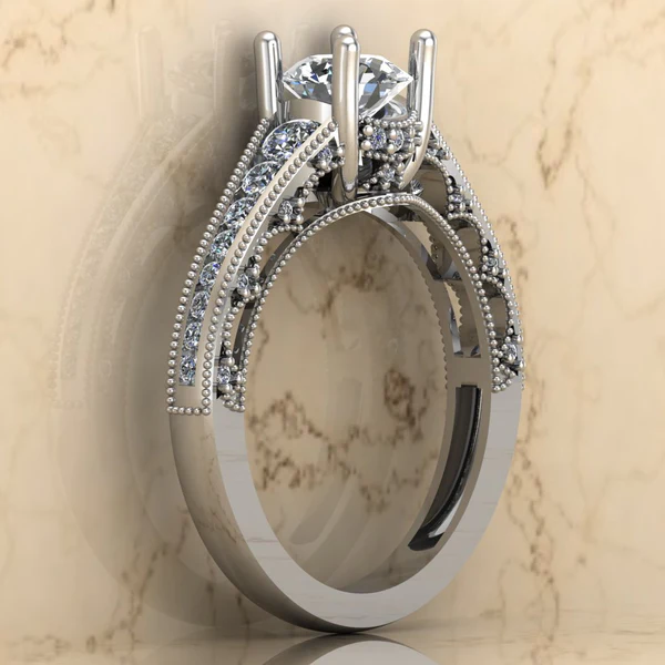 Round Moissanite Solitaire Diamond Vintage Engagement Ring, Moissanite Wedding Ring, Silver Moissanite Diamond Women Ring, Proposal Gold Ring For Her