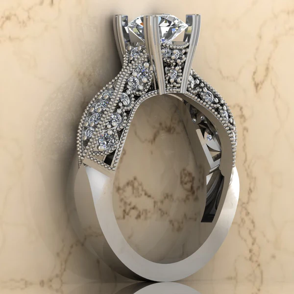 Round Moissanite Solitaire Diamond Vintage Engagement Ring, Moissanite Wedding Ring, Silver Moissanite Diamond Women Ring, Proposal Gold Ring For Her