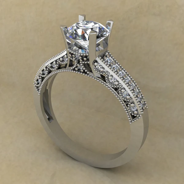 Round Cut Moissanite Solitaire Diamond Vintage Engagement Ring, Moissanite Wedding Ring, Silver Moissanite Diamond Women Ring, Proposal Gold Ring For Her