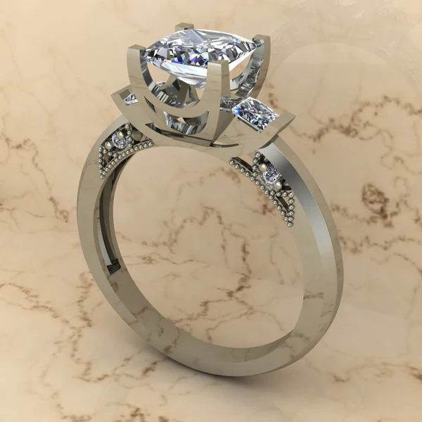 04_074638e0-1c08-4380-b92f-276b22c64c9c_600x600 Princess Moissanite Solitaire 3 Stone Diamond Vintage Engagement Ring, Moissanite Wedding Ring, Silver Moissanite Diamond Women Ring, Proposal Gold Ring For Her