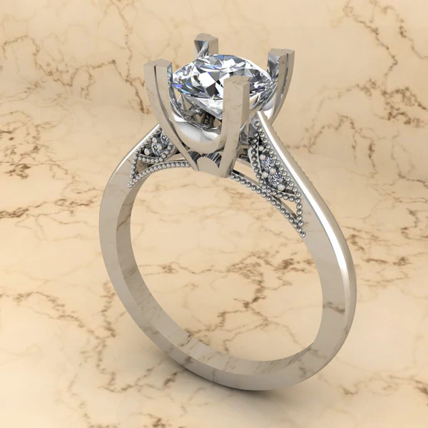 Round Moissanite Solitaire Diamond Vintage Engagement Ring, Moissanite Wedding Ring, Silver Moissanite Diamond Women Ring, Proposal Gold Ring For Her