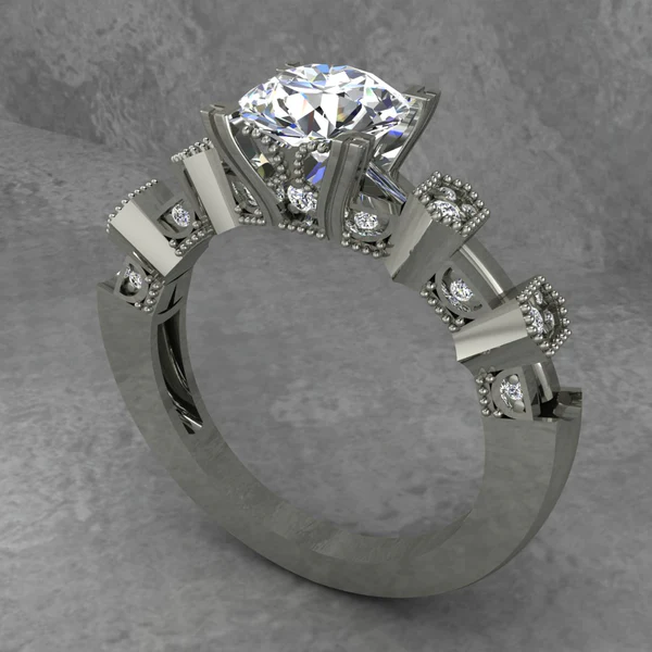 Round Cut Moissanite Solitaire Diamond Vintage Engagement Ring, Moissanite Wedding Ring, Silver Moissanite Diamond Women Ring, Proposal Gold Ring For Her