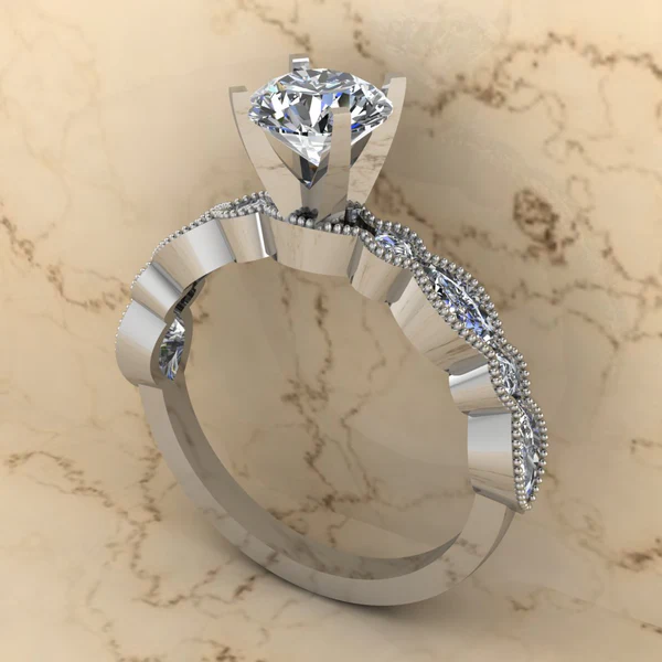 Round Moissanite Solitaire Diamond Vintage Engagement Ring, Moissanite Wedding Ring, Silver Moissanite Diamond Women Ring, Proposal Gold Ring For Her