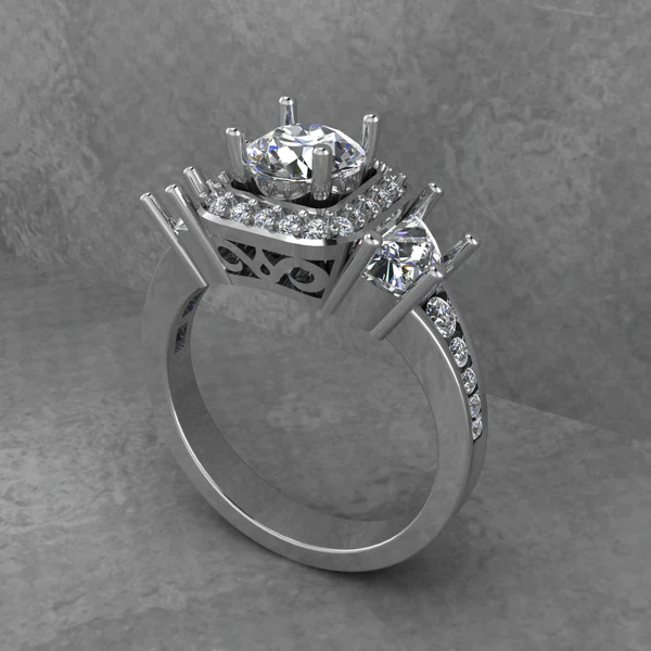 Round & Pear Moissanite Halo Diamond Vintage Engagement Ring, Moissanite Wedding Ring, Silver Moissanite Diamond Women Ring, Proposal Gold Ring For Her