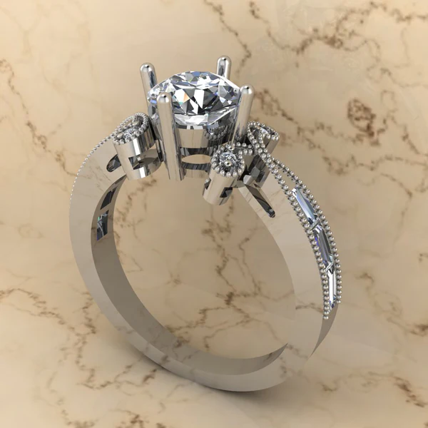 Round Moissanite Solitaire Diamond Vintage Engagement Ring, Moissanite Wedding Ring, Silver Moissanite Diamond Women Ring, Proposal Gold Ring For Her