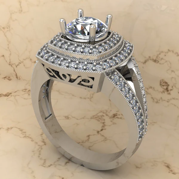 04_2e804428-d334-47b5-b9ad-717ea46c6c08_600x600 Round Moissanite Double Halo Diamond Vintage Engagement Ring, Moissanite Wedding Ring, Silver Moissanite Diamond Women Ring, Proposal Gold Ring For Her