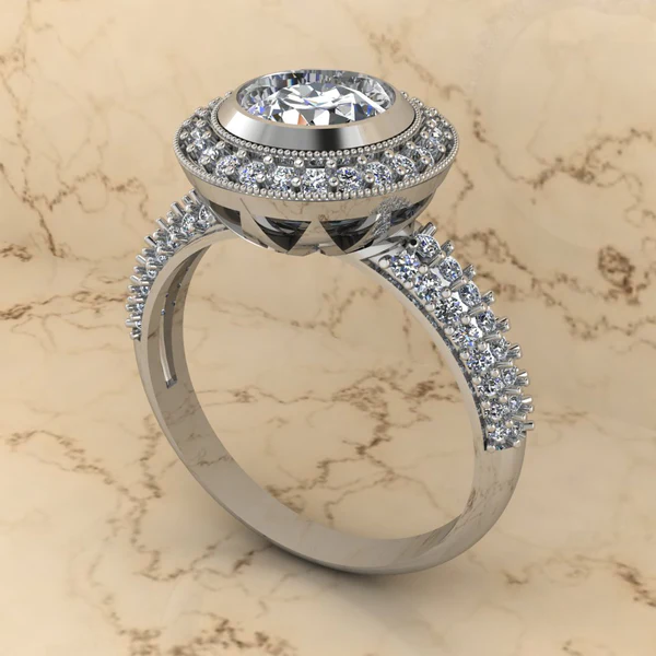 Round Moissanite Halo Diamond Vintage Engagement Ring, Moissanite Wedding Ring, Silver Moissanite Diamond Women Ring, Proposal Gold Ring For Her