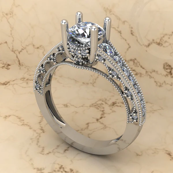 Round Moissanite Solitaire Diamond Vintage Engagement Ring, Moissanite Wedding Ring, Silver Moissanite Diamond Women Ring, Proposal Gold Ring For Her