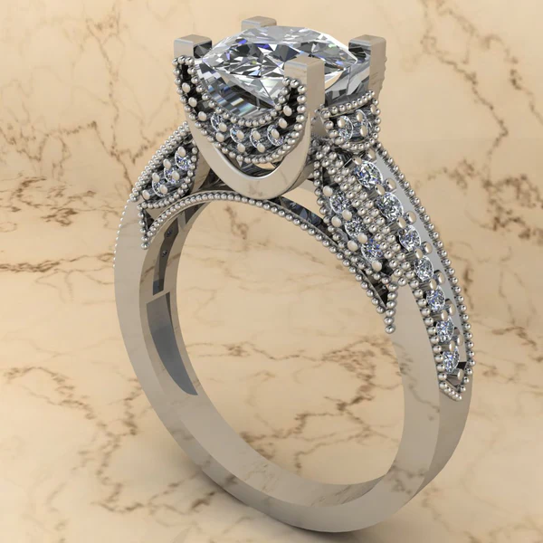 Round Moissanite Solitaire Diamond Vintage Engagement Ring, Moissanite Wedding Ring, Silver Moissanite Diamond Women Ring, Proposal Gold Ring For Her